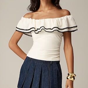 NWT J Crew Ivory Off The Shoulder Ruffle Top XXS